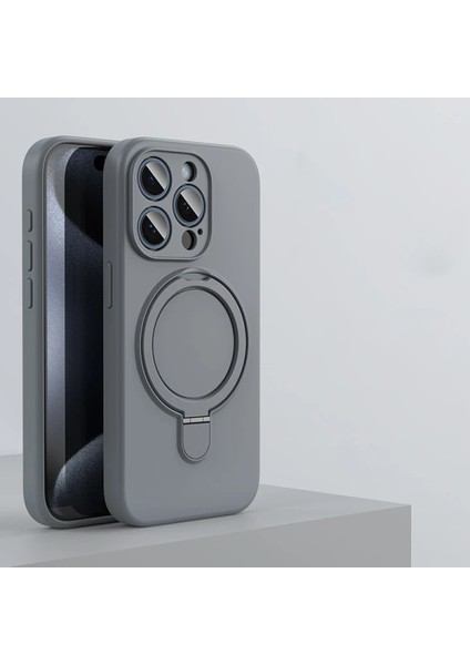 Apple iPhone 14 / 13 Uyumlu Magsafe Halka Standlı Kamera Koruma Çıkıntılı Içi Kadife Kılıf