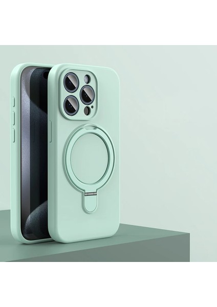 Apple iPhone 12 Pro Uyumlu Magsafe Halka Standlı Kamera Koruma Çıkıntılı Içi Kadife Kılıf