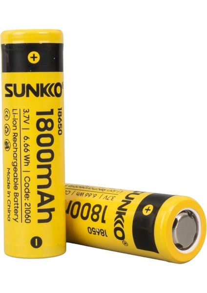 Sunkko 3.7 Volt 1800 Mah 18650 Şarj Edilebilir Pil (Tekli) (4741)