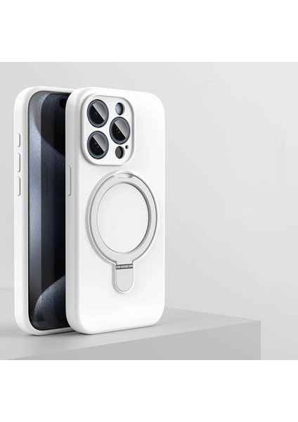 Apple iPhone 16 Pro Max Uyumlu Magsafe Halka Standlı Kamera Koruma Çıkıntılı Içi Kadife Kılıf