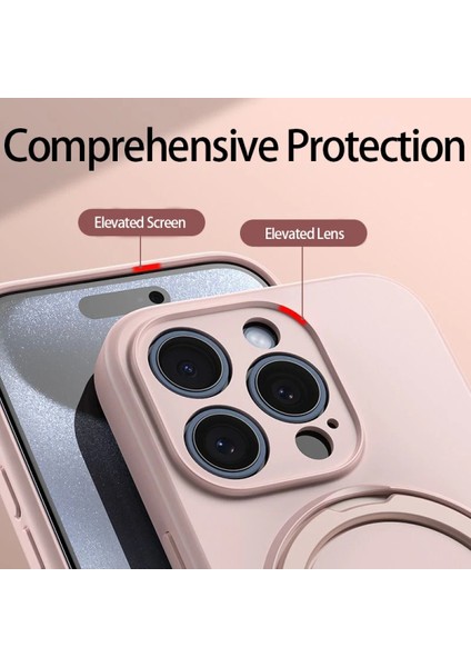 Apple iPhone 16 Pro Max Uyumlu Magsafe Halka Standlı Kamera Koruma Çıkıntılı Içi Kadife Kılıf
