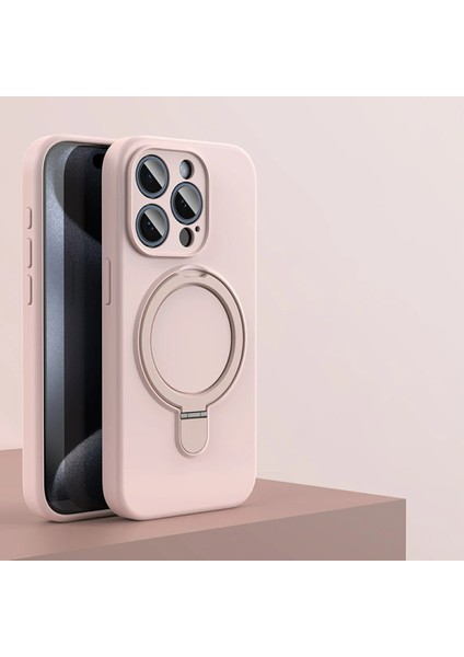 Apple iPhone 14 / 13 Uyumlu Magsafe Halka Standlı Kamera Koruma Çıkıntılı Içi Kadife Kılıf
