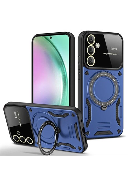 Samsun Galaxy S25 Plus Uyumlu Kamera Korumalı Dönebilen Magsafe Halka Standlı Tank Kılıf