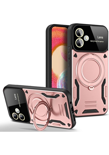 Samsun Galaxy A06 Uyumlu Kamera Korumalı Dönebilen Magsafe Halka Standlı Tank Kılıf