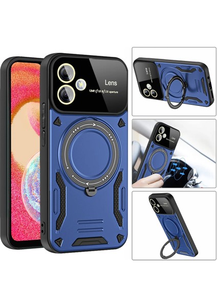Samsun Galaxy A06 Uyumlu Kamera Korumalı Dönebilen Magsafe Halka Standlı Tank Kılıf