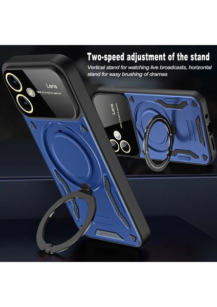 Samsun Galaxy A06 Uyumlu Kamera Korumalı Dönebilen Magsafe Halka Standlı Tank Kılıf