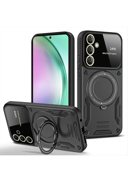 Samsun Galaxy A56 Uyumlu Kamera Korumalı Dönebilen Magsafe Halka Standlı Tank Kılıf