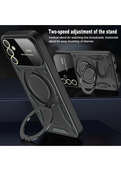 Samsun Galaxy A25 Uyumlu Kamera Korumalı Dönebilen Magsafe Halka Standlı Tank Kılıf