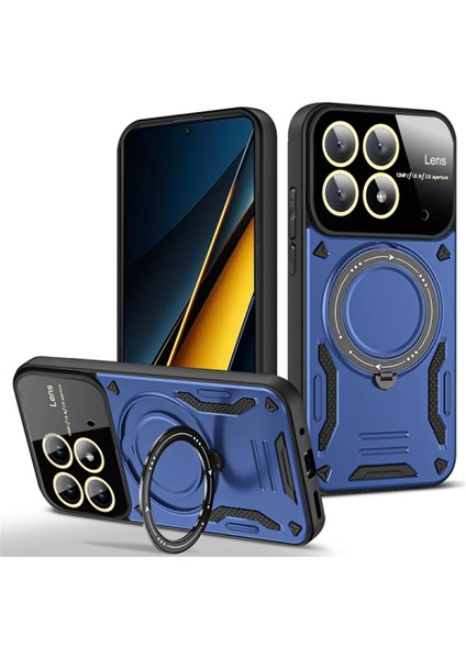 Xiaomi Redmi Mi 14T Pro Uyumlu Kamera Korumalı Dönebilen Magsafe Halka Standlı Tank Kılıf