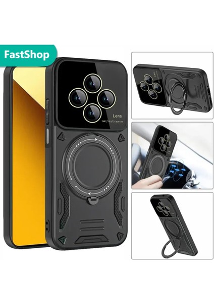 Xiaomi Redmi Note 14 Pro 4g Uyumlu Kamera Korumalı Dönebilen Magsafe Halka Standlı Tank Kılıf fiyatları