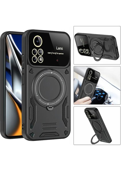 Xiaomi Redmi Note 12 Pro 4g Uyumlu Kamera Korumalı Dönebilen Magsafe Halka Standlı Tank Kılıf fiyatları