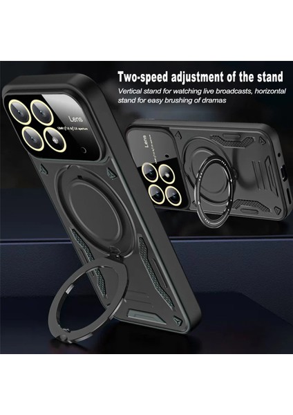 Xiaomi Redmi Mi 14T Pro Uyumlu Kamera Korumalı Dönebilen Magsafe Halka Standlı Tank Kılıf indirimleri