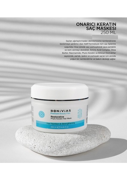 Saç Bakım Maskesi Onarıcı, Nemlendirici Keratin, Niacinamid, Allantoin, Arginine ve Bitkisel Ekstraktlar içeren