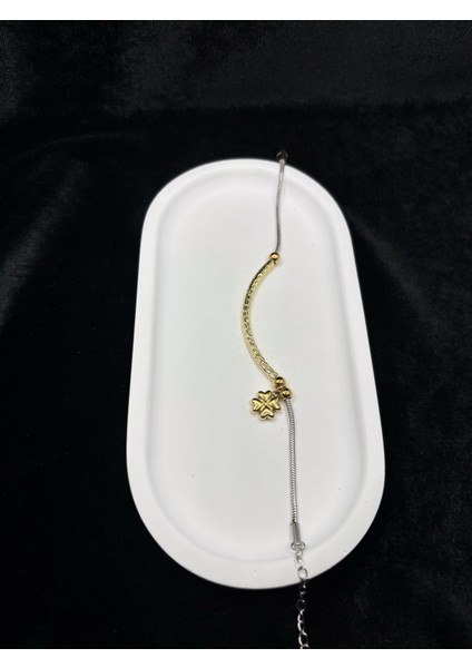 Iki Renkli Çiçek Charm Bileklik – Altın ve Gümüş Detaylı modelleri