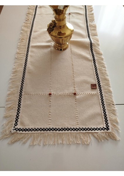 Buldan Cendere Bezi Dantelli Kahve Boncuklu El Işi Antika Sacaklı 50 x 100 cm Runner fiyatları
