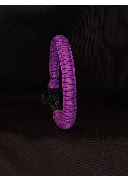 Paracord mor İşlemeli Düz Bileklik