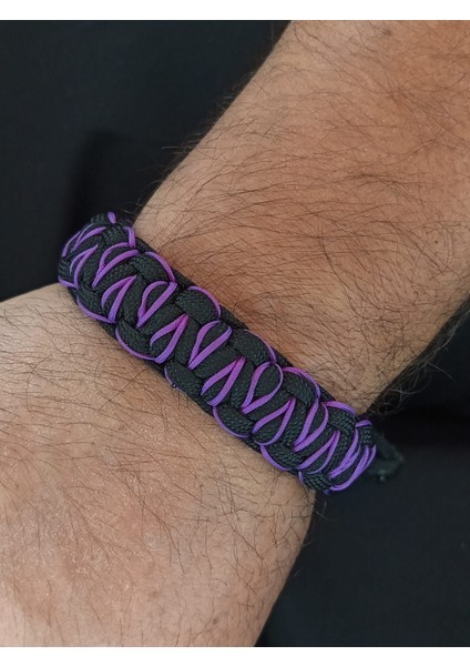 Paracord Mor Ejderha Işlemeli Bileklik
