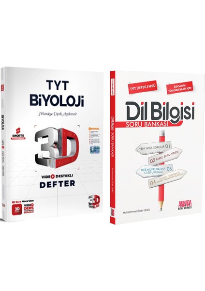 Tyt Biyoloji Video Destekli Defter ve Akm Dil Bilgisi Soru Bankası Seti (2 Kitap)