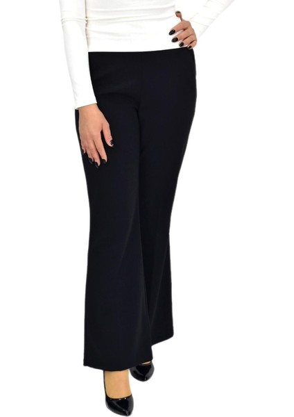 Kadın Ispanyol Paça Beli Lastikli Kumaş Pantolon BGL-ST04321