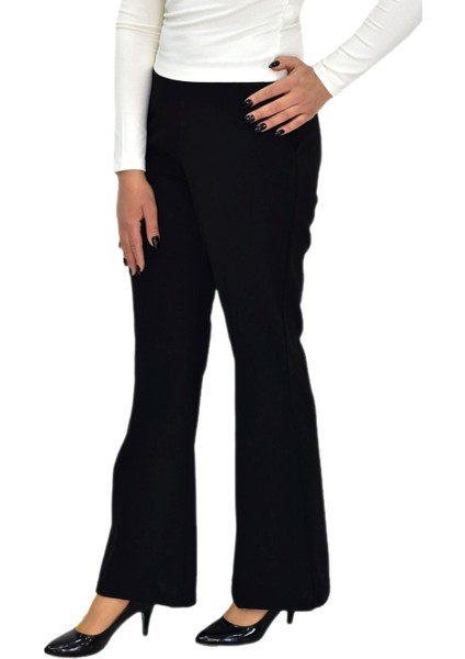 Kadın Ispanyol Paça Beli Lastikli Kumaş Pantolon BGL-ST04321 indirimleri