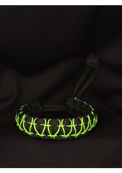 Paracord Neon Yeşil Balon Işlemeli Bileklik