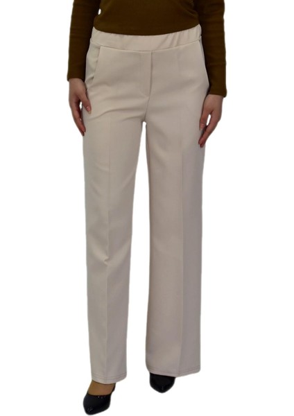 Kadın Bol Paça Beli Lastikli Kumaş Pantolon BGL-ST04322