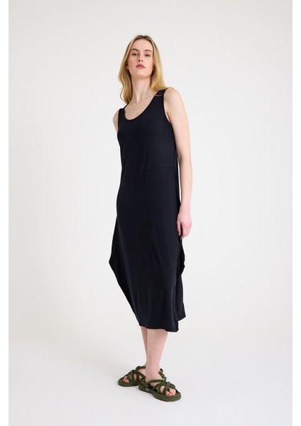 Askılı ve Dökümlü Rahat Kalıp Viskon Elbise fiyatları