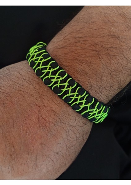 Paracord Neon Yeşil Hitit Işlemeli Bileklik
