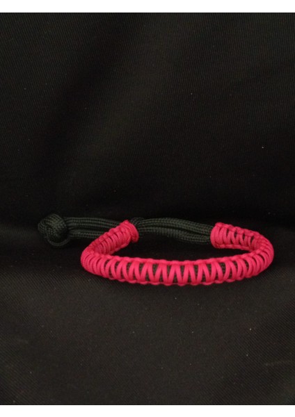 Paracord Pembe Ince Işlemeli Bileklik
