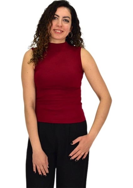 Kadın Düz Renk Vücuda Oturan Askılı Tişört BGL-ST04297