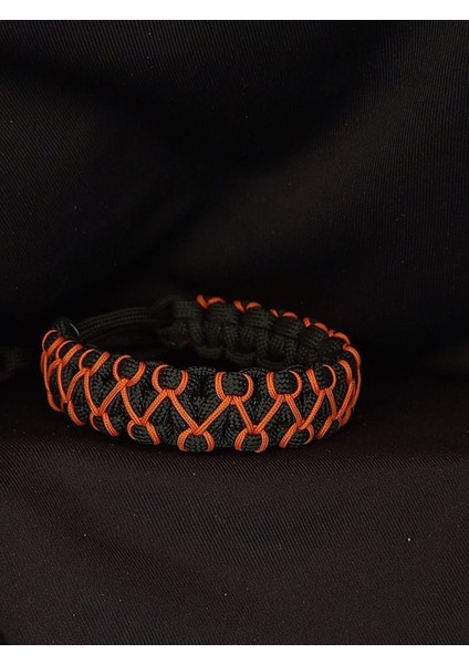 Paracord Turuncu Mantar Işlemeli Bileklik