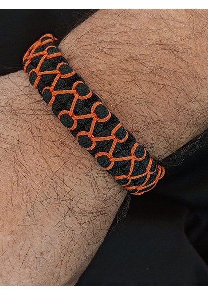 Paracord Turuncu Mantar Işlemeli Bileklik