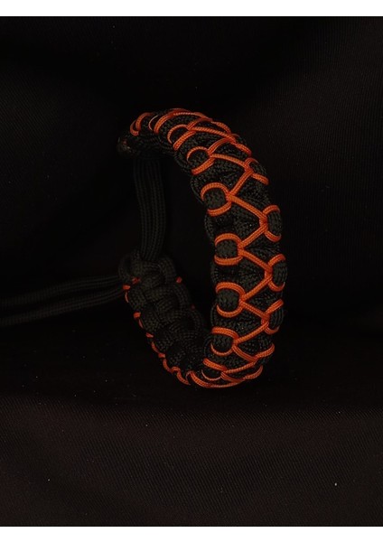 Paracord Turuncu Mantar Işlemeli Bileklik