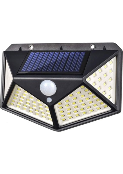 100 Ledli Solar Güneş Enerjili Hareket Sensörlü Bahçe Balkon Garaj Ev Aydınlatma Lambası 1 Adet