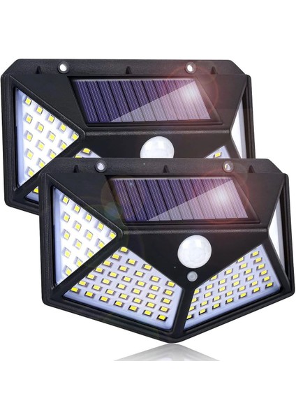 100 Ledli Solar Güneş Enerjili Hareket Sensörlü Bahçe Balkon Garaj Ev Aydınlatma Lambası 1 Adet modelleri