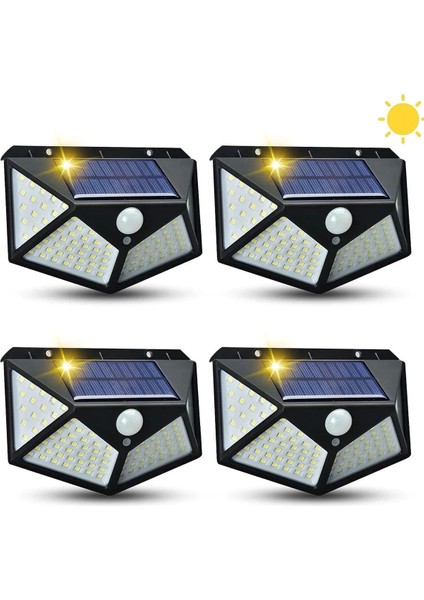 100 Ledli Solar Güneş Enerjili Hareket Sensörlü Bahçe Balkon Garaj Ev Aydınlatma Lambası 1 Adet indirimleri