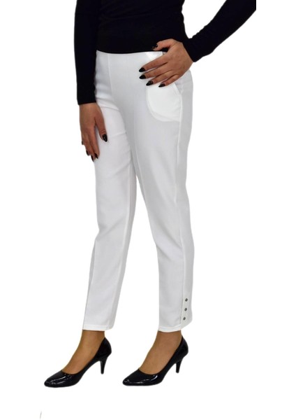 Kadın Paça Puntalı Beli Lastikli Kumaş Pantolon BGL-ST04323
