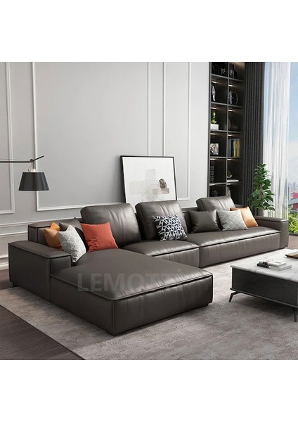 Limon' Dan Hakiki Deri Diamente Köşe Koltuk Füme fiyatları