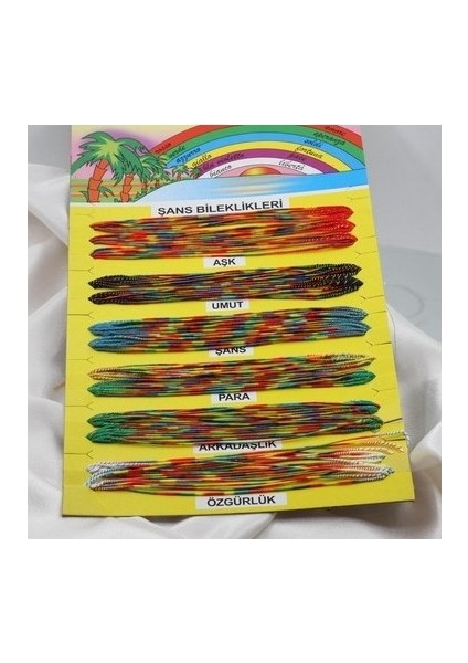 Oz cm ax Renkli Şans Bileklikleri - 1 Kartela - ( 65 Adet )