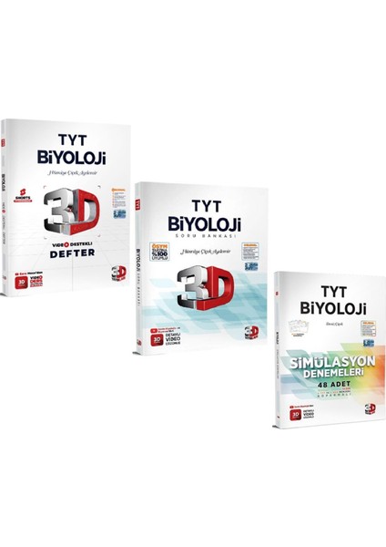 Tyt Biyoloji Video Destekli Defter Soru Bankası ve Deneme Seti (3 Kitap)