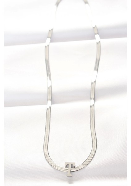 316L Çelik T Harfli Silver Renk Italyan Zincirli Kolye fiyatları