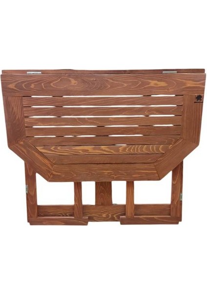 Mapa Home Living Ela Woodworking Bistro Teras Balkon Masası Masif Köknar(Ladin) Ağacı 90 x 50 x 75 cm Renk Kestane