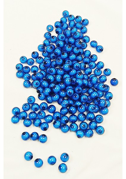 Yuvarlak Boncuk Içten Boncuklu Bileklik Çanta Boncuğu 8 mm 50 Gr Mavi - BNC468