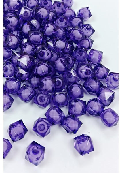 Küp Boncuk Içten Boncuklu Bileklik Çanta Boncuğu 10 mm 50 Gr Eflatun - BNC458