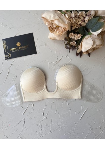 Intive Revolution Yeni Nesil Parlak Yüzeyli V Yaka Yanlardan Yapıştırma Hayalet Straplez Sütyen fiyatları