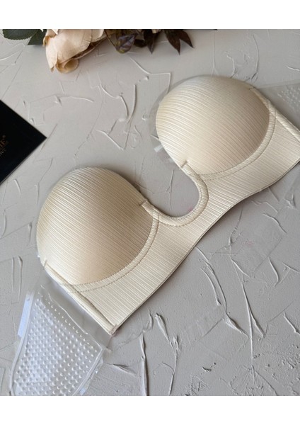 Intive Revolution Yeni Nesil Parlak Yüzeyli V Yaka Yanlardan Yapıştırma Hayalet Straplez Sütyen fırsatları