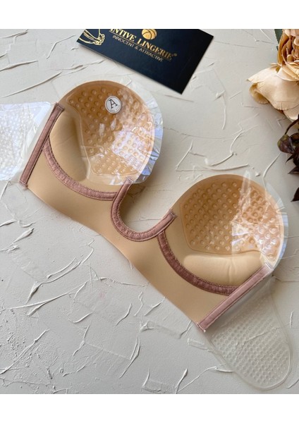 Intive Revolution Yeni Nesil Parlak Yüzeyli V Yaka Yanlardan Yapıştırma Hayalet Straplez Sütyen indirimleri