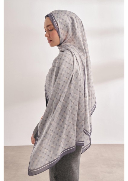 Vual Monogram Desen Şal 3361-GÜMÜŞ Gri