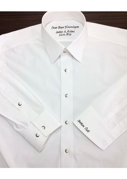 Kişiye Özel Dikim Ömür Boyu Yakandayım Isimli Nakışlı Erkek Gömlek modelleri