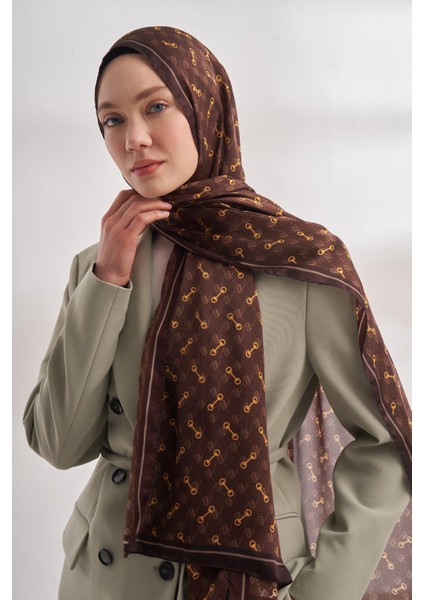 Vual Monogram Desen Şal 3361-ACI Kahve
